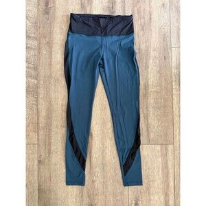 Forever 21 Teal & Black Mesh Paneled Activewear Leggings Size Small